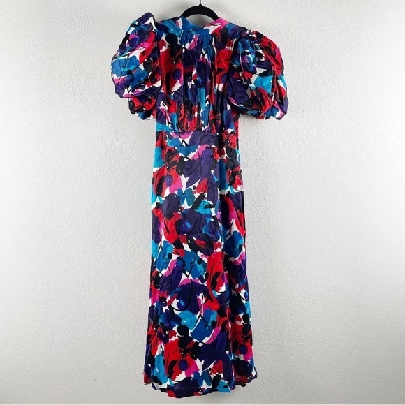 Rotate Birger Christensen Dawn Puff Sleeve Backless Midi Dress in Paint Size 2 - Picture 2 of 10